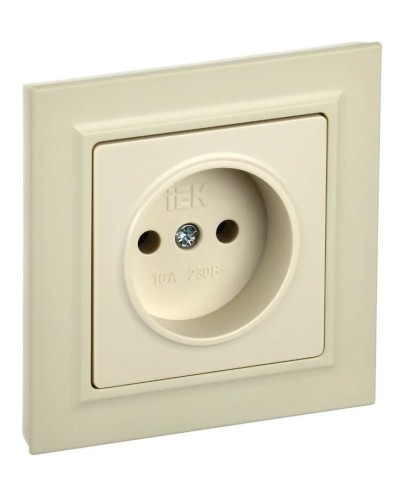 Розетка без з/к РС10-1-0-БрКр бежевый BRITE (BR-R10-10-K10). Розетка без заземления без защитных шторок. IEK в Салавате
