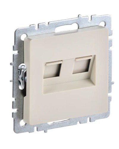Розетка RJ45 РК10-2-БрКр кат.5E, бежевый BRITE (BR-K20-1-K10). Розетка компьютерная двойная. IEK в Салавате