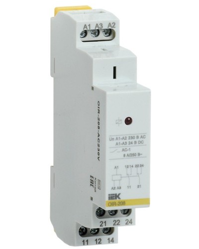 Реле промежуточное модульное OIR 2 контакта 8А 230В AC (OIR-208-AC230V). Реле промежуточное модульное. IEK в Салавате