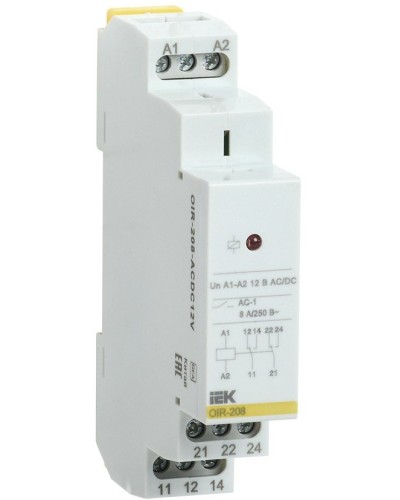 Реле промежуточное модульное OIR 2 контакта 8А 12В AC/DC (OIR-208-ACDC12V). Реле промежуточное модульное. IEK в Салавате