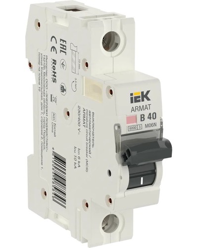 M06N 1P B 40А 6кА ARMAT (AR-M06N-1-B040). Автоматический выключатель. IEK в Салавате