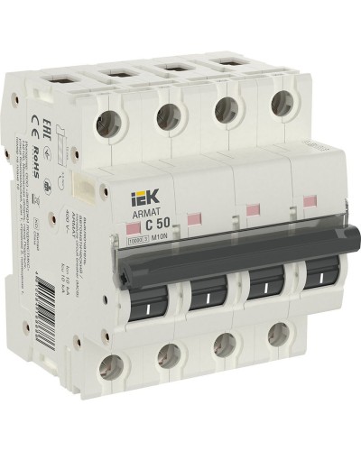 M10N 4P C 50А 10кА ARMAT (AR-M10N-4-C050). Автоматический выключатель. IEK в Салавате
