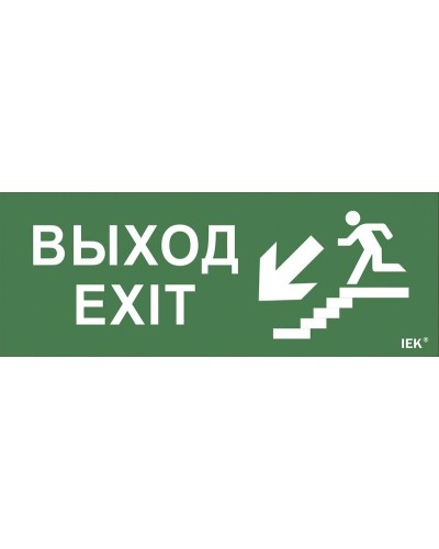 Самоклеящаяся этикетка Выход/лестница вниз/фигура (LPC10-1-24-09-VLVNF). Самоклеящаяся этикетка 240х90 мм. IEK в Салавате