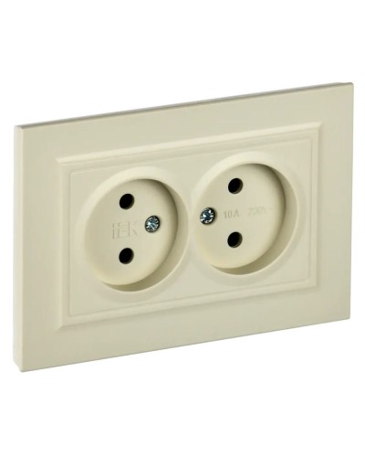 Розетка 2-местная без з/к РС12-2-БрКр бежевый BRITE (BR-R20-10-K10-F). Розетка без заземления без защитных шторок в сборе. IEK в Салавате