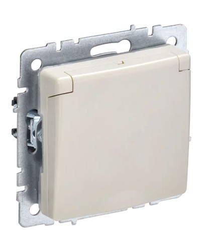 Розетка с з/к РСбш10-3-44-БрКр бежевый BRITE (BR-R16-16-44-K10). Розетка с заземлением с защитными шторками и крышкой. IEK в Салавате
