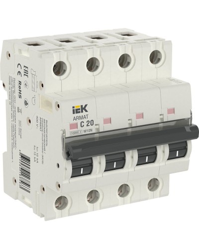 M10N 4P C 20А 10кА ARMAT (AR-M10N-4-C020). Автоматический выключатель. IEK в Салавате