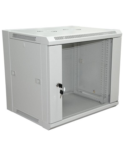 Шкаф телекоммуникационный 19 настенный 9U 600×450×500 мм (ШxГxВ) - передняя дверь стекло, боковые стенки съемные (разобранный) RAL 7035 (04-2201). Шкаф телекоммуникационный 19 настенный 9U. Rexant в Салавате
