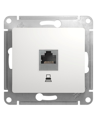 Glossa розетка RJ45 1-местная, кат. 5Е, скрытой установки, механизм, белый (GSL000181K). Розетка компьютерная. Systeme Electric в Салавате