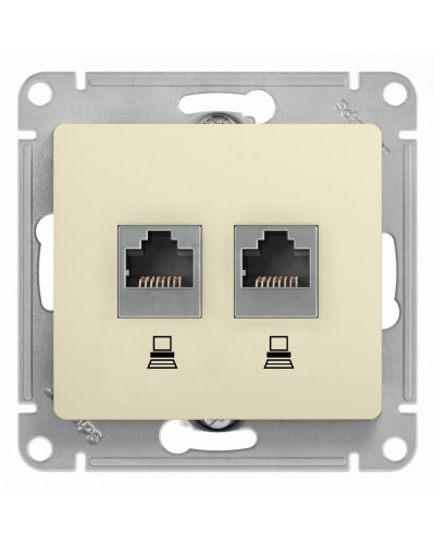 Glossa розетка RJ45+RJ45 2-местная, кат. 5Е, скрытой установки, механизм, бежевый (GSL000285KK). Розетка компьютерная. Systeme Electric в Салавате