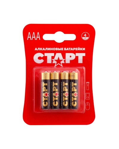 СТАРТ LR03-BL4 (1,5 В, AAA, LR03), упак. 4 шт. БЛИСТЕР. Алкалиновые батарейки. СТАРТ в Салавате